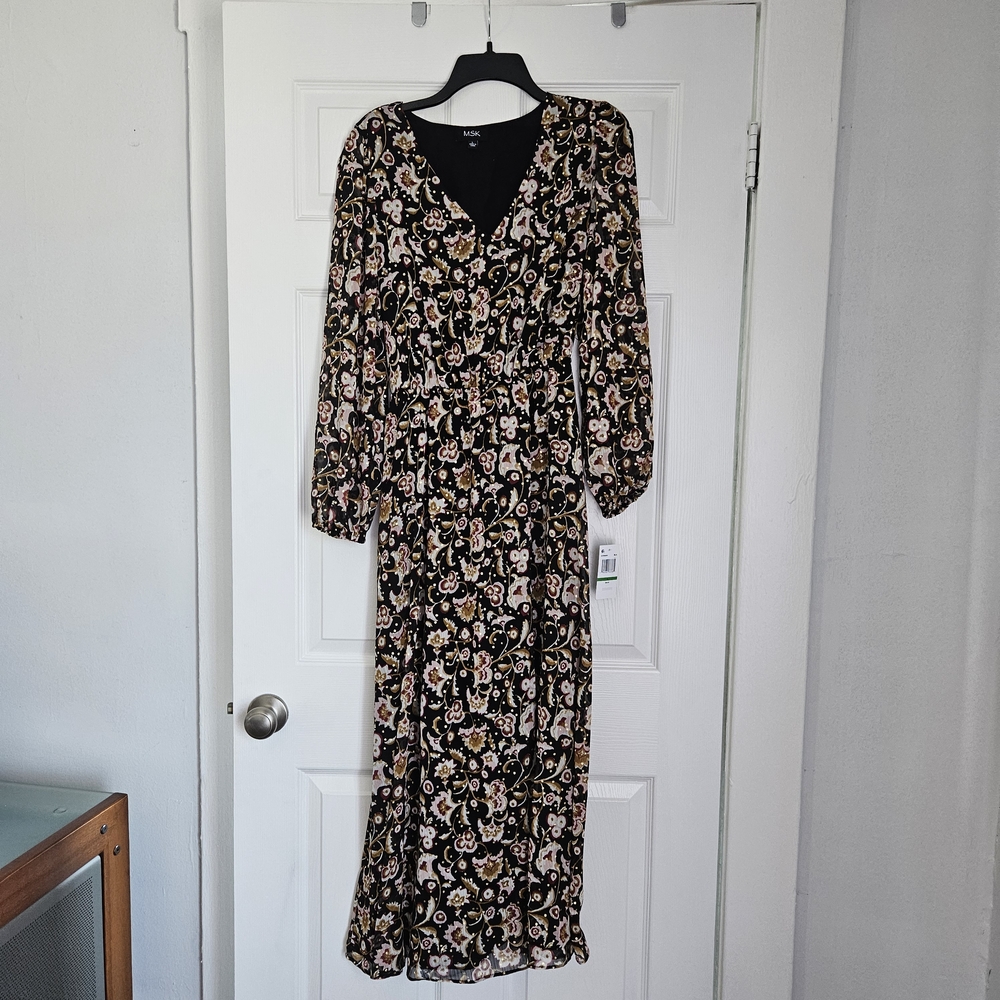 MSK Multicolor Floral Long Sleeve Dress - Picture 2 of 8
